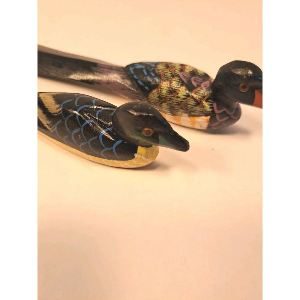 Vintage Avon Two Hand Carved Wood Duck Letter Openers 7.5